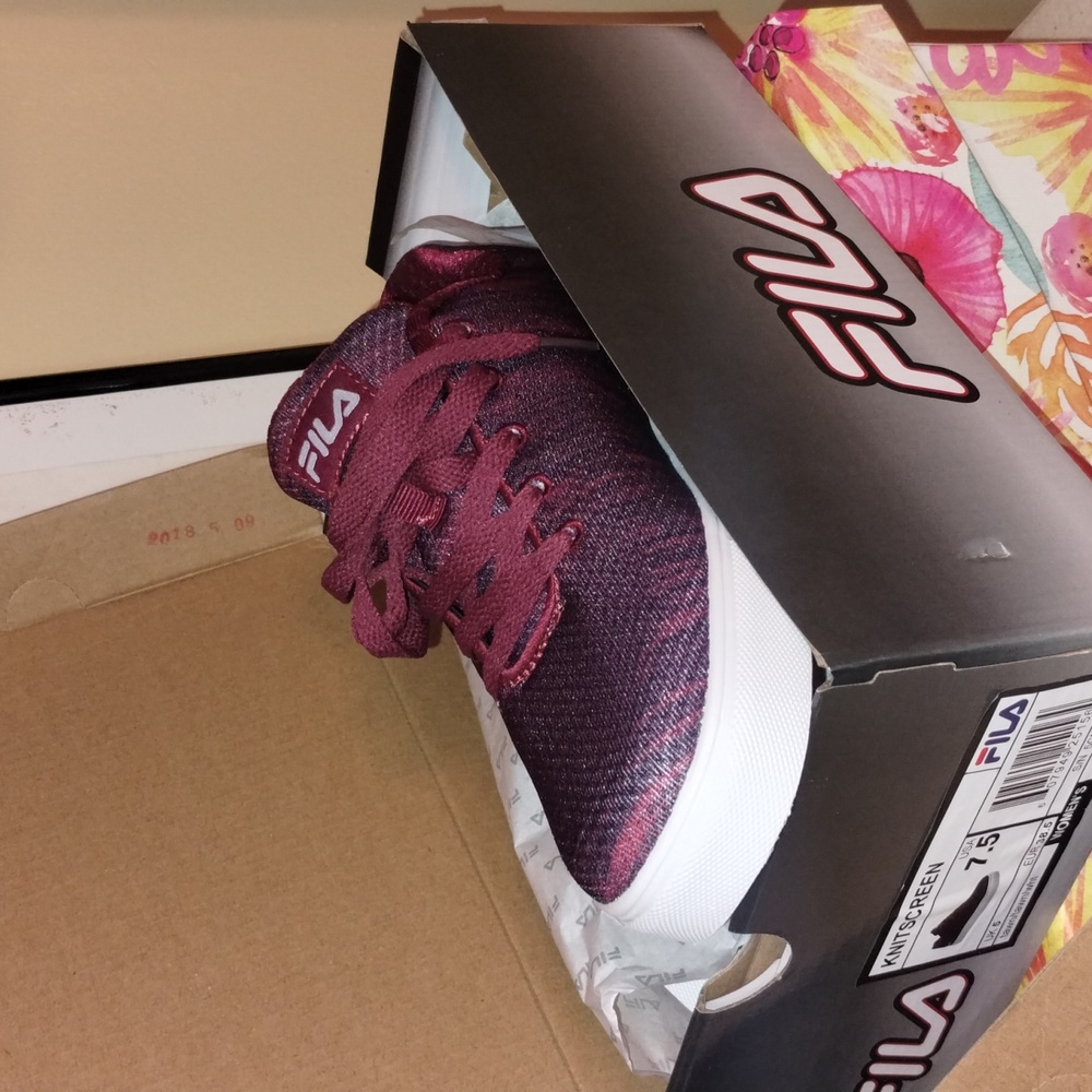 Fila Maroon and White Casual Sneakers